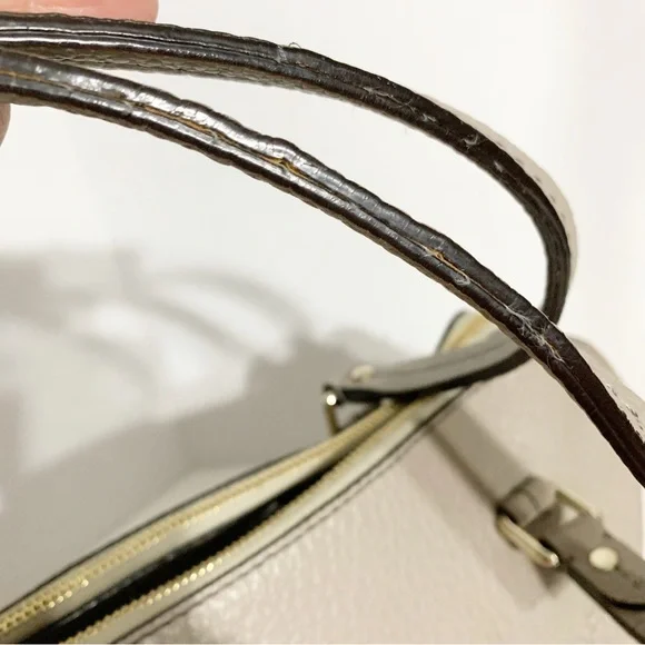 kate spade Taupe Pebbled Leather Grove Court Lainey Satchel Fully Lined Top Hand - Picture 11 of 14